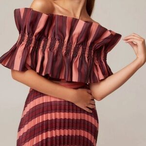 Keepsake The Label Striped Ruffle Crop Top